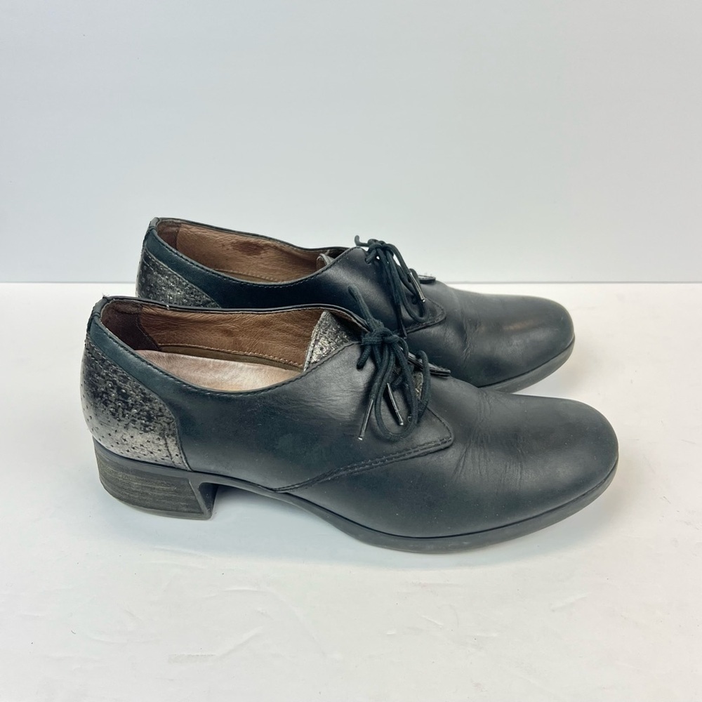 Dansko Women's US 8.5 EURO 39 Lace Up Black Gray Leather Clogs Shoes